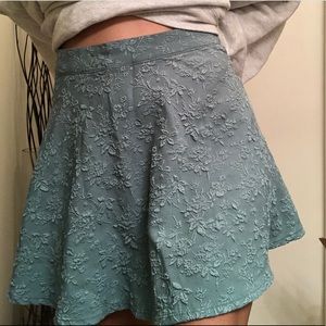 Blue Floral Textured Skater Skirt F21 M